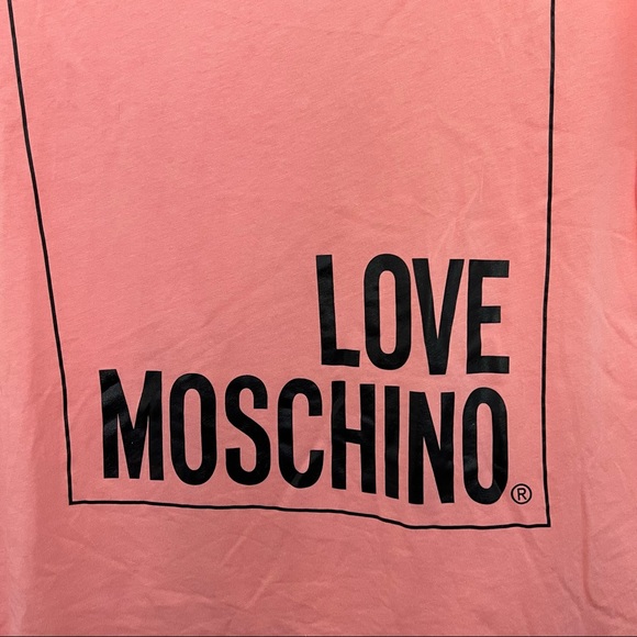 Authentic Love Moschino Box Logo Tee T Shirt Peach Pink - Size US 10 Italy 46 - Picture 2 of 7